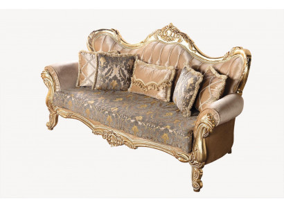 Chesterfield Barock Dreisitzer Couch Möbel Sofa Stoff Gold Couchen