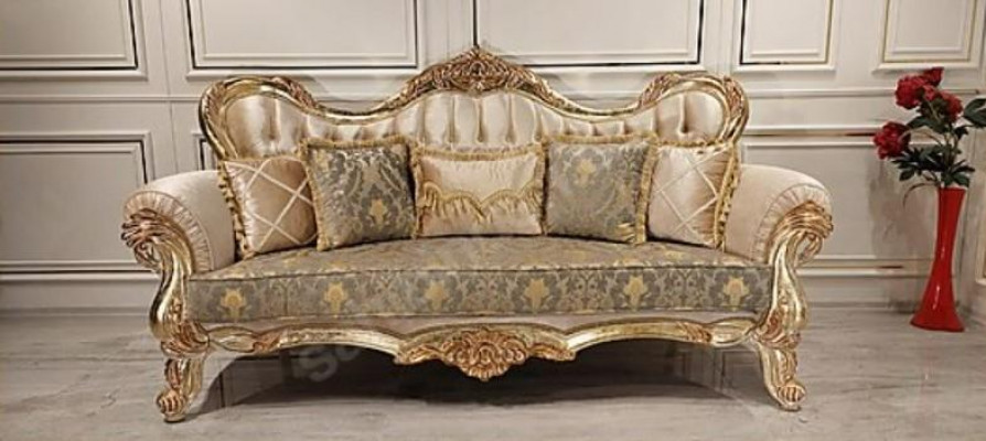 Chesterfield Sofagarnitur Couch Polster Möbel Barock Rokoko Tisch 3tlg