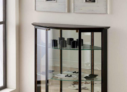 Vitrine Schwarz Glasschrank Design Klassische Schrank Luxus Holz Möbel Vitrinen