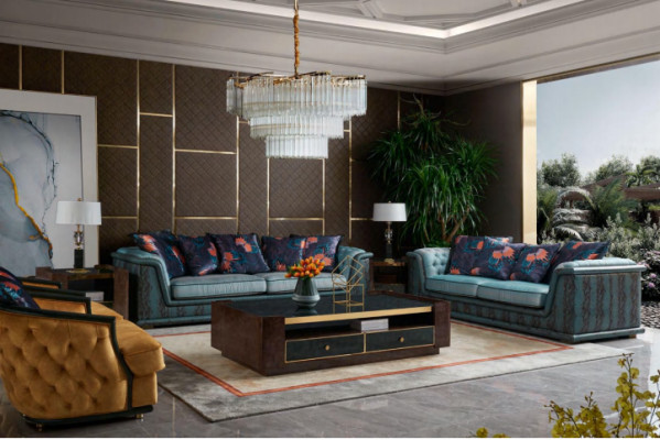 Komplett Garnitur Sofa Polster Couchen 4tlg. Set Ledersofa Design Sofas Couch