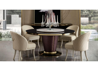 Design Rund Tisch 4x Sessel Stühle Ess Zimmer Sitz Polster Runde Tische