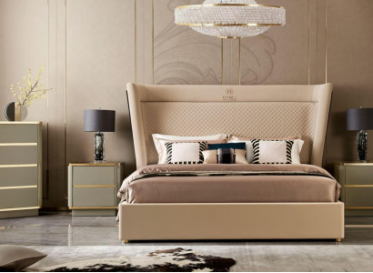Designer Schlafzimmer Bett 2x Nachttische Kommode 4tlg. Set Neu