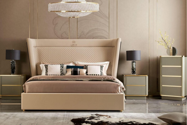 Schlafzimmer Hotel Betten Doppel Bett Design Holz Stoff Betten 180x200cm