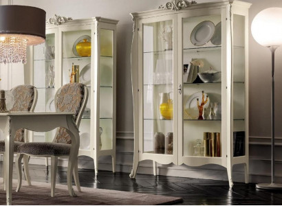 Vitrine Massiv Holz Möbel Glas Schrank Schränke Vitrinen Wohnzimmer Anrichte Neu