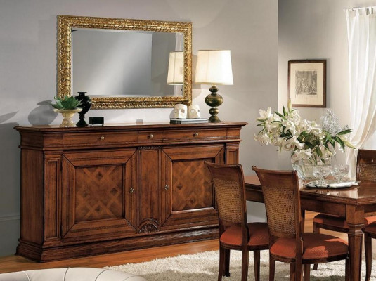 Esszimmer Esstisch Stuhle Kommode Vitrine Gruppe Garnitur Holz Braun 7 tlg. Set
