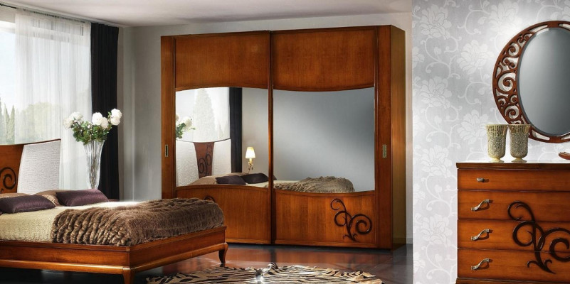 Schlafzimmer Bett Nachttisch Kleiderschrank Kommode Spiegel Luxus Neu Set 6tlg.