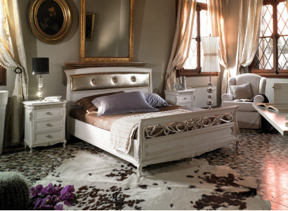 Schlafzimmer Möbel Einrichtung 3tlg. Set Komplett Bett Nachttischen Italien Neu