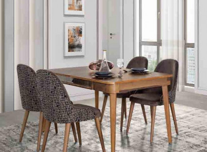 Tisch Design Stühle 5tlg Esszimmer Holz Tische Essgruppe Set Stuhl Gruppe Neu