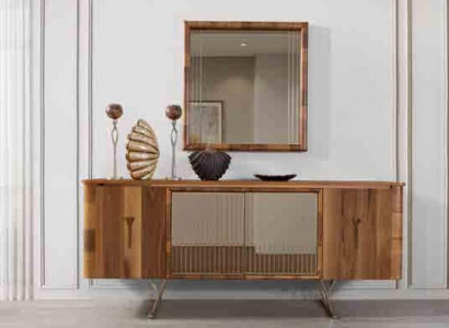 Sideboards Holz Schrank Möbel Kommoden Braun Neu Sideboard mit Spiegel Anrichte