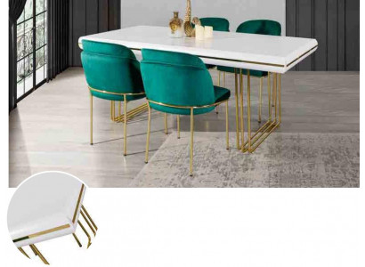 Luxus Esstisch Tisch Esszimmer Tische Metall Design Küchentisch Weiß Gold Holz