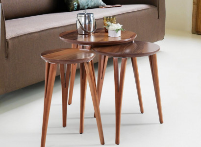 Holztische Beistelltische Set Beistelltisch Tisch Couchtisch Blumenständer 3tlg.