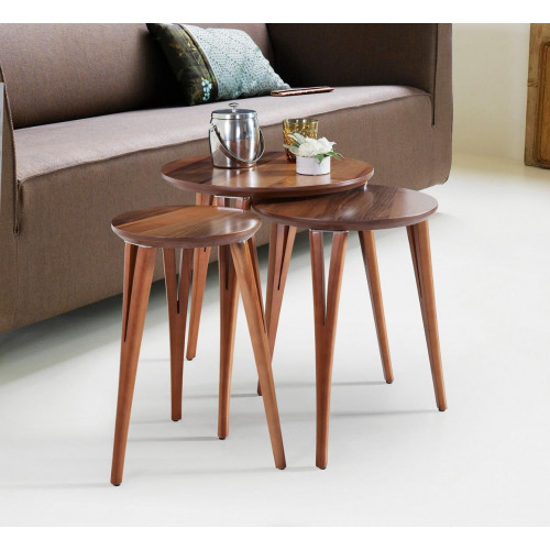 Holztische Beistelltische Set Beistelltisch Tisch Couchtisch Blumenständer 3tlg.