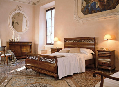 Schlafzimmermöbel Set 4tlg. Bett 2 Nachttische Kommode Massivholz Design Möbel