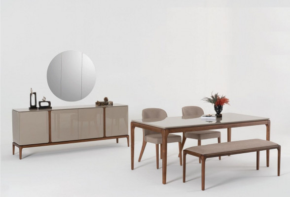 Wohnzimmer Anrichte Holz beige Stil Modern Sideboard Schrank xxl