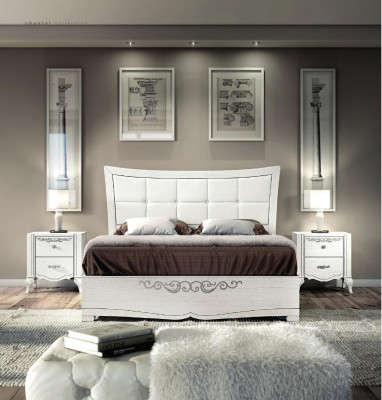 Garnitur Set 3tlg Schlafzimmer Bett Nachttisch Doppel Holz Modern Gruppe Betten