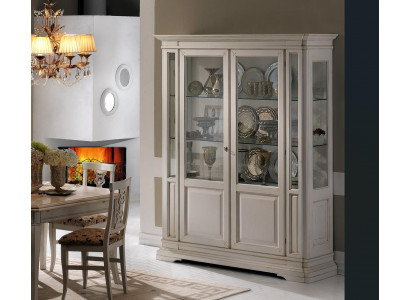 Wohnzimmer Möbel Anrichte Massive Holz Vitrinen Glas Schrank Echtholz Vitrine
