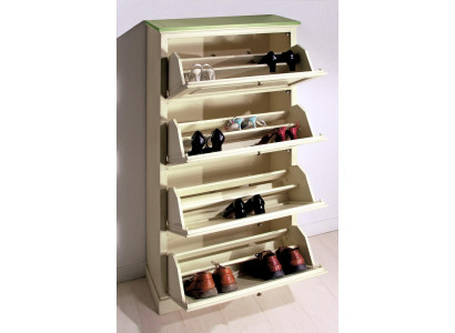Schuhschrank 4 Fach Kommode Holz Massive Möbel Schuhkipper Schuhregal Regal Neu