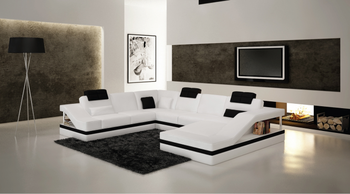 Designer Couch U Form Ecksofa Polster Couch Leder Garnituren Wohnlandschaft Neu