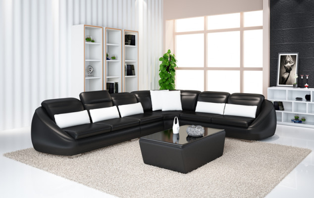 Designer Sofa Couch Ecksofa mit Hocker Wohnlandschaft Garnitur Polster