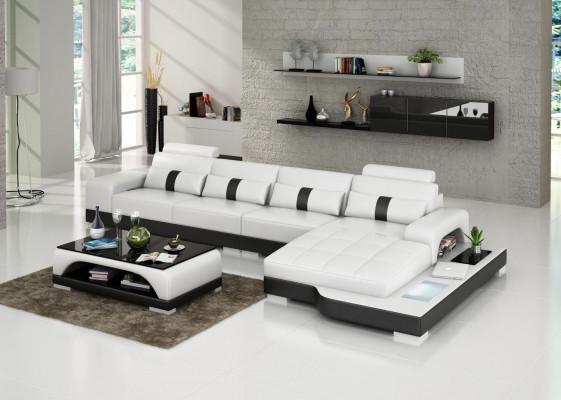 Ecksofa Sofa Wohnlandschaft L Form Polster Couch Ledersofa Sofas