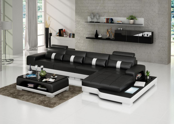 Ecksofa Sofa Wohnlandschaft L Form Polster Couch Ledersofa Sofas