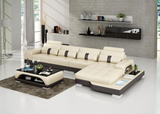 Ecksofa Sofa Wohnlandschaft L Form Polster Couch Ledersofa Sofas