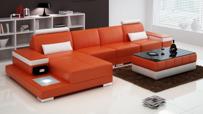 Couch Ecksofa Möbel Leder Wohnlandschaft Garnitur Design Modern Sofa