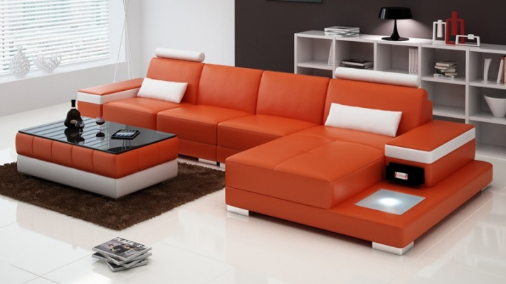 Couch Ecksofa Möbel Leder Wohnlandschaft Garnitur Design Modern Sofa