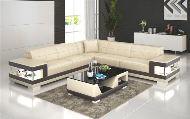 Ledersofa L-Form Couch Wohnlandschaft Ecksofa Garnitur Design Sofa