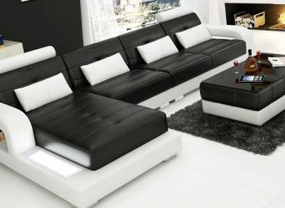 Möbel Ecksofa Leder Sofa Couch Polster Eck Sitz Wohnlandschaft Garnitur