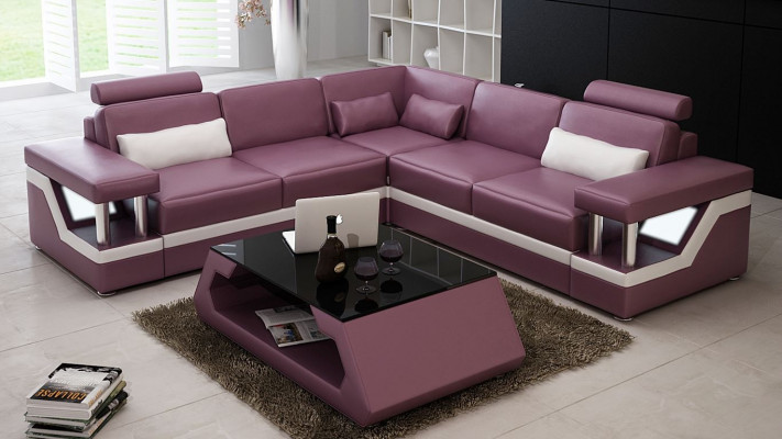 Couch Ecksofa Leder Wohnlandschaft Garnitur Design Modern Sofa L-Form