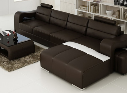 Couch Polster Garnitur Wohnlandschaft Design Ecksofa Leder Neu L Form