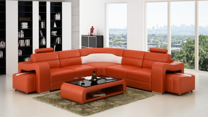 Ecksofa Sofa Couch Polster Wohnlandschaft Leder Eck Sofas Deko Garnitur