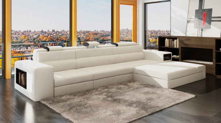 Designer Sofa Couch Garnitur Ecksofa mit Hocker Wohnlandschaft Polster