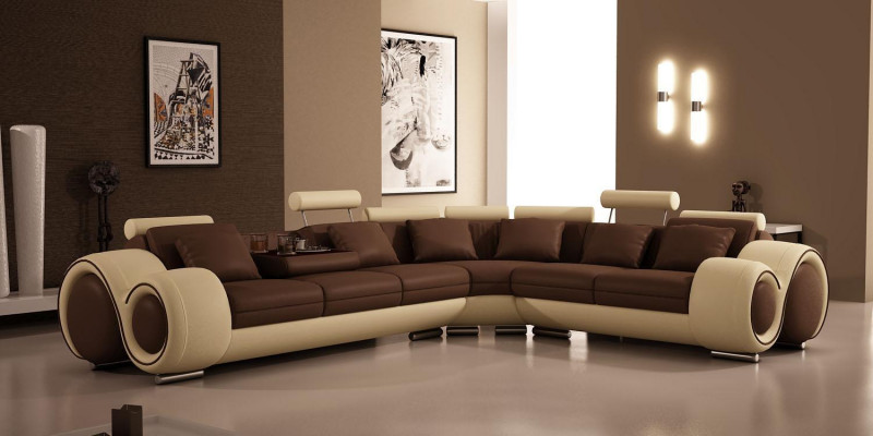 Ecksofa Leder Sofa Couch Polster Eck Sitz Wohnlandschaft Garnitur L-Form Stoff