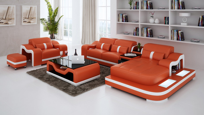Komplett Set Garnitur Eckcouch Couch Eckgarnitur + Tisch + USB Ecksofa