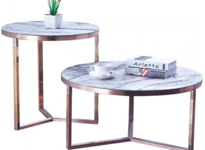 Designer Metall Couch Glas Tisch + Beistell Tische Sofa Neu 2 tlg. Set