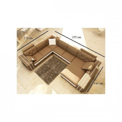 Wohnlandschaft Ecksofa Ledersofa Sofa Couch Polster Sitz Eck Garnitur DonbassB