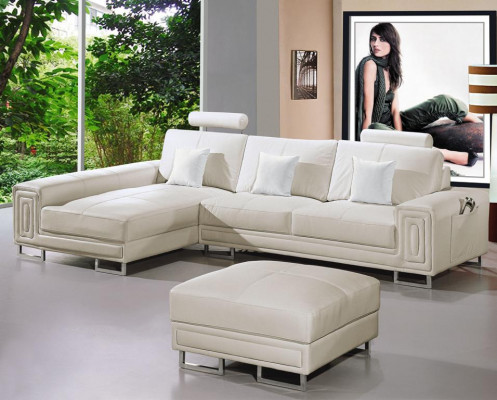 Ledersofa Sofa Couch Polster Eck Garnitur 190x334cm Wohnlandschaft L Form 2055