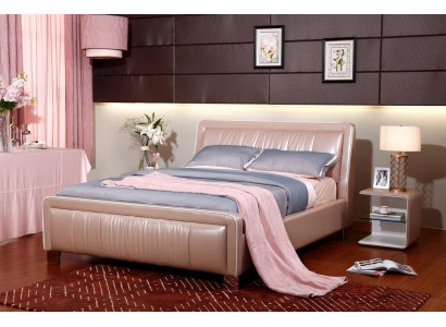 Designer Doppelbett Bett Betten Schlafzimmer Leder Hotel Luxus Polster