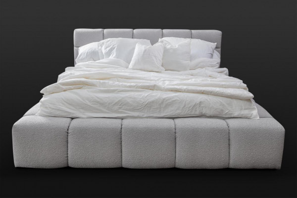 Bett grau Doppel Schlafzimmer Luxus Design elegant Polsterung Stoff neu
