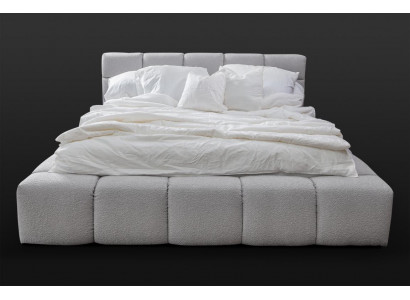 Bett grau Doppel Schlafzimmer Luxus Design elegant Polsterung Stoff neu