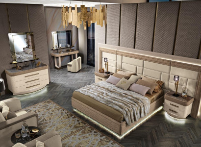 Design Luxus Schlafzimmer Bett 2x Nachttische Kommode Garnitur Betten 8tlg.Set