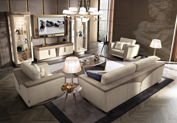 Wohnwand Set 4tlg. Wohnzimmer rtv Vitrine Regal Modern Garnitur Gruppe Holz tv