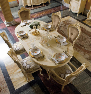Design Esszimmer Set Garnitur Holz Möbel 2x Stühle mit Armlehnen 4x Stuhl 7tlg.