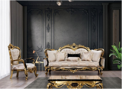Sofagarnitur Klassische Luxus Sofas Sessel Wohnzimmer set 3+1 Sitz Chesterfield