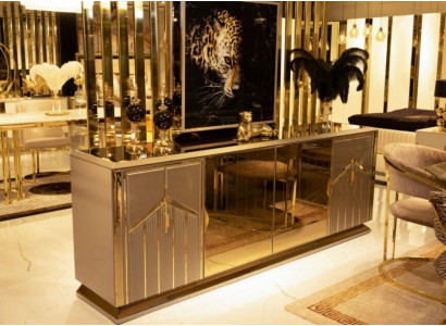 Sideboard Anrichte Hochglanz XXL Kommode Wohnzimmer Holz Möbel Italien Vitrine