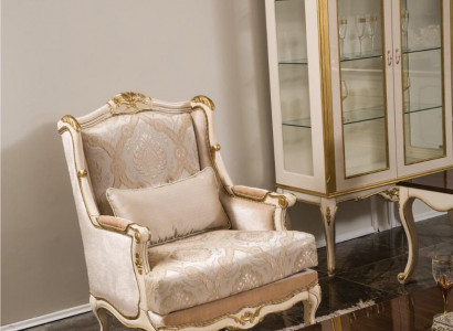 Barock Sessel Gold Beige Sessel Einsitzer Klassische Stil Möbel Samt Holz