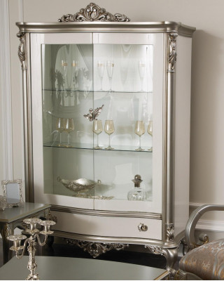 Klassische Silber Vitrine Französische Stil Möbel Anrichte Glasschrank
