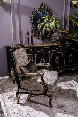 Sessel Polster Designer Textil 1 Sitzer Polster Einsitzer Möbel Barock